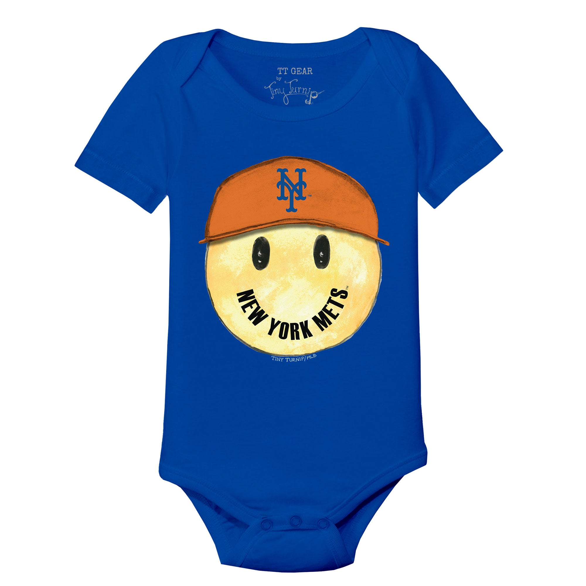 New York Mets Smiley Short Sleeve Snapper– Tiny Turnip