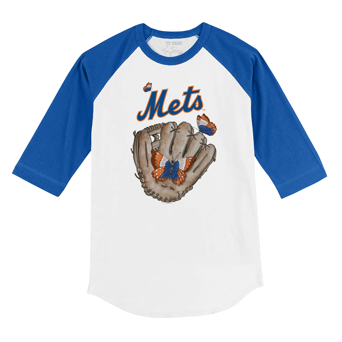 New York Mets Butterfly Glove 3/4 Royal Blue Sleeve Raglan