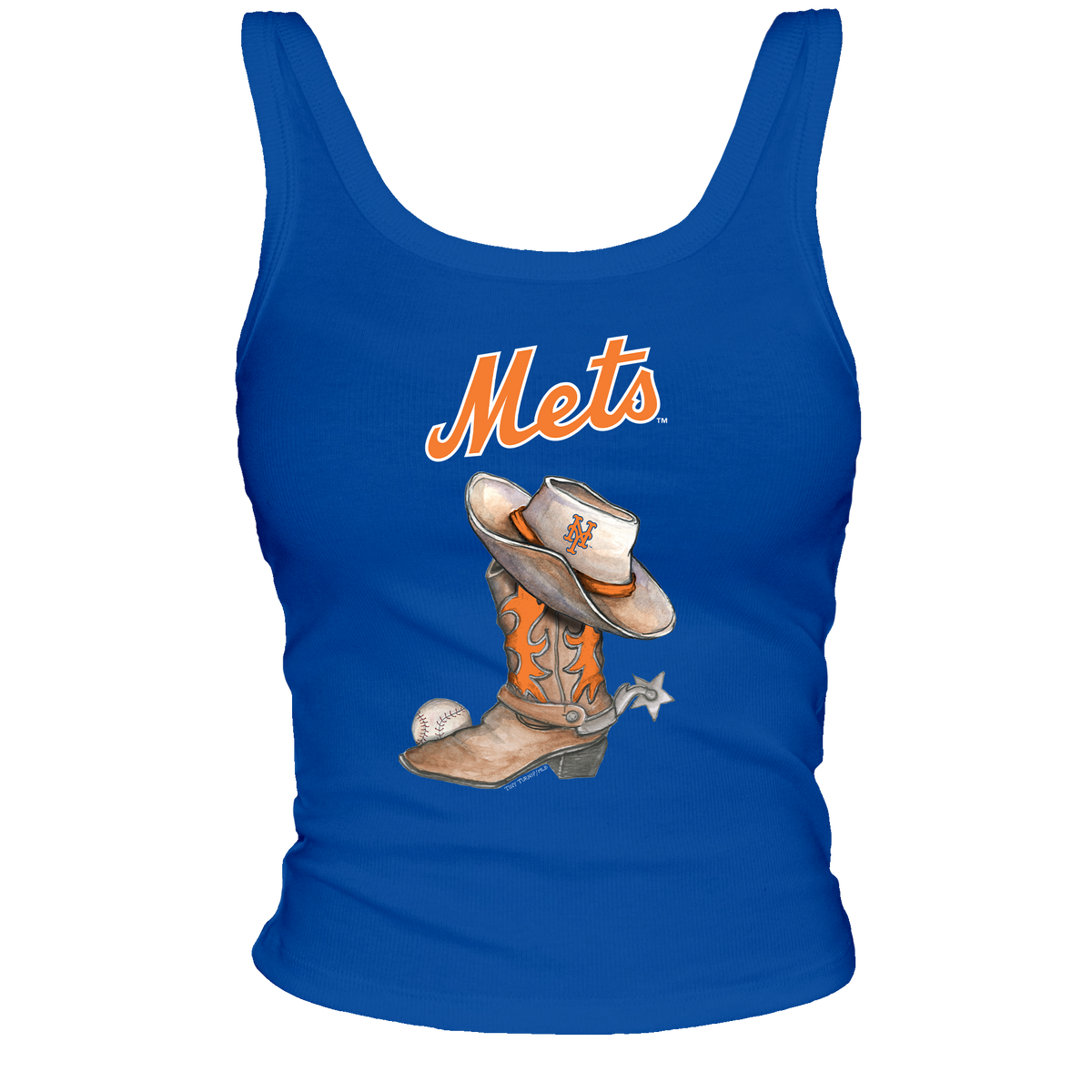 New York Mets Cowboy Boot Ribbed Tank - Tiny Turnip
