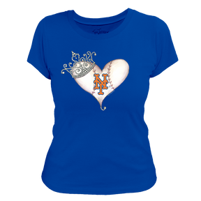 New York Mets Tiara Heart Tee Shirt - Tiny Turnip