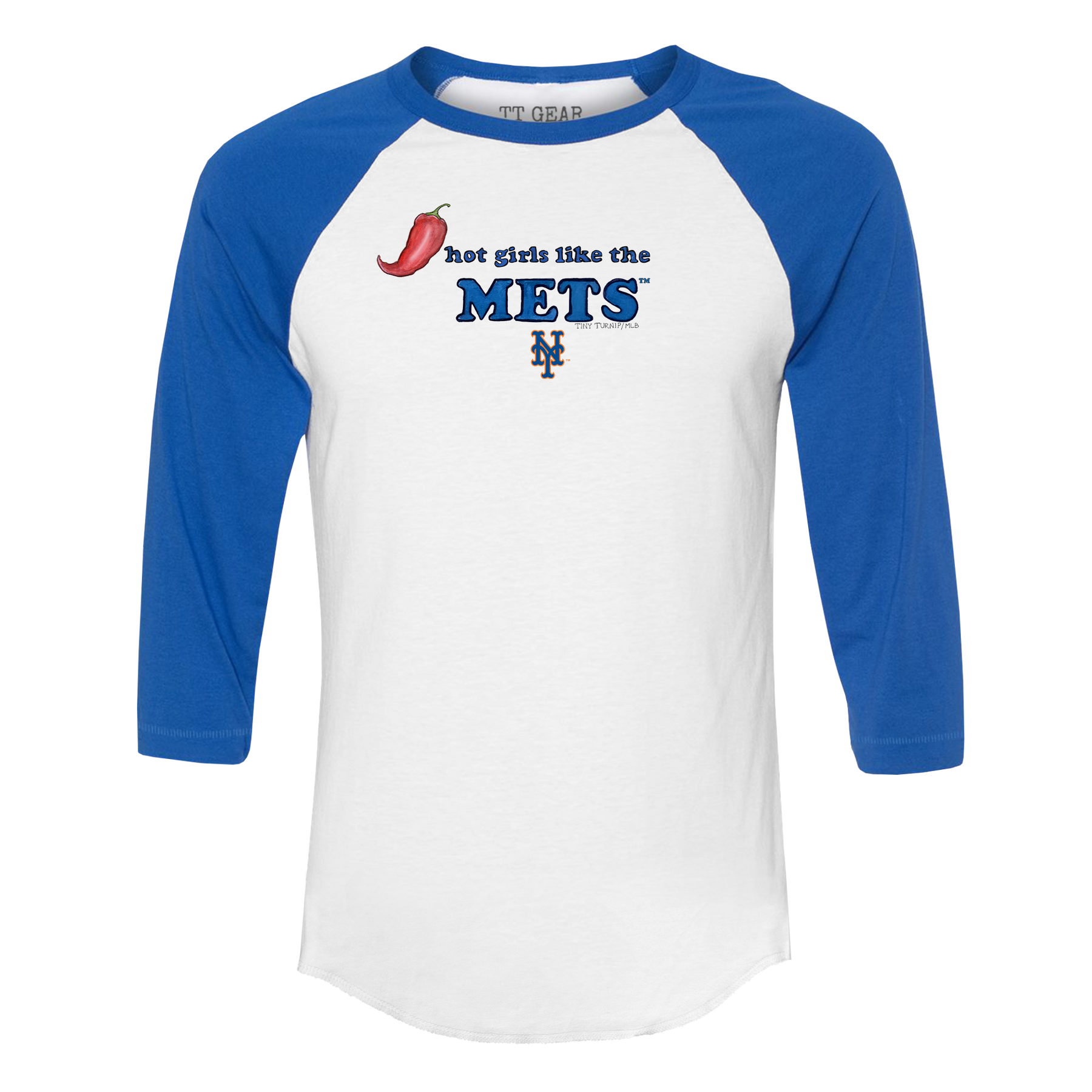 New York Mets Hot Girls 3/4 Royal Blue Sleeve Raglan