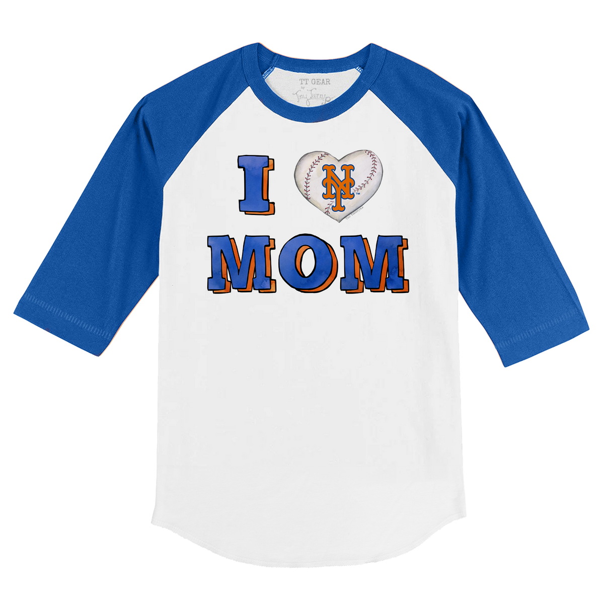 New York Mets I Love Mom 3/4 Royal Blue Sleeve Raglan