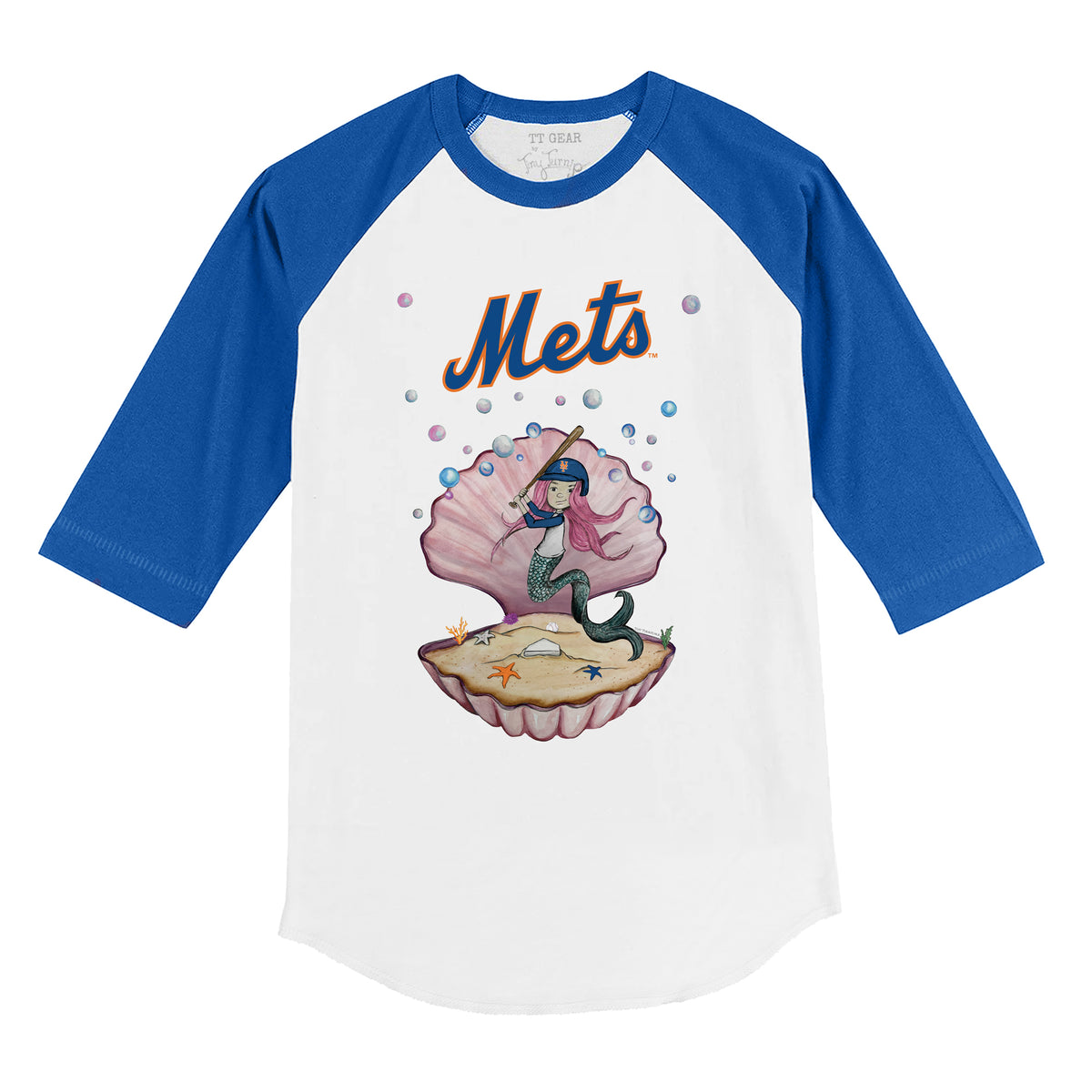 New York Mets Mermaid 3/4 Royal Blue Sleeve Raglan