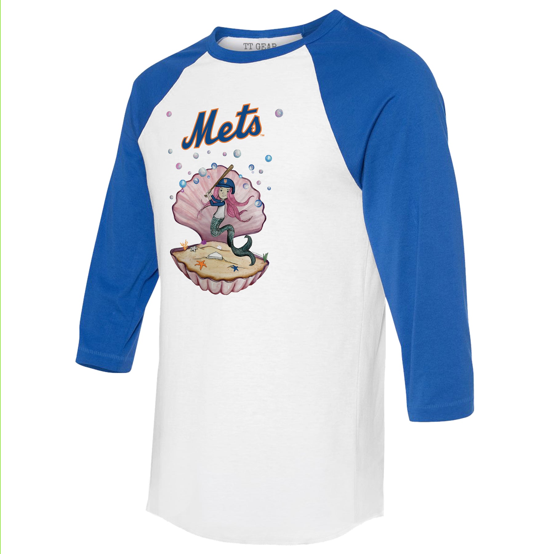 New York Mets Mermaid 3/4 Royal Blue Sleeve Raglan