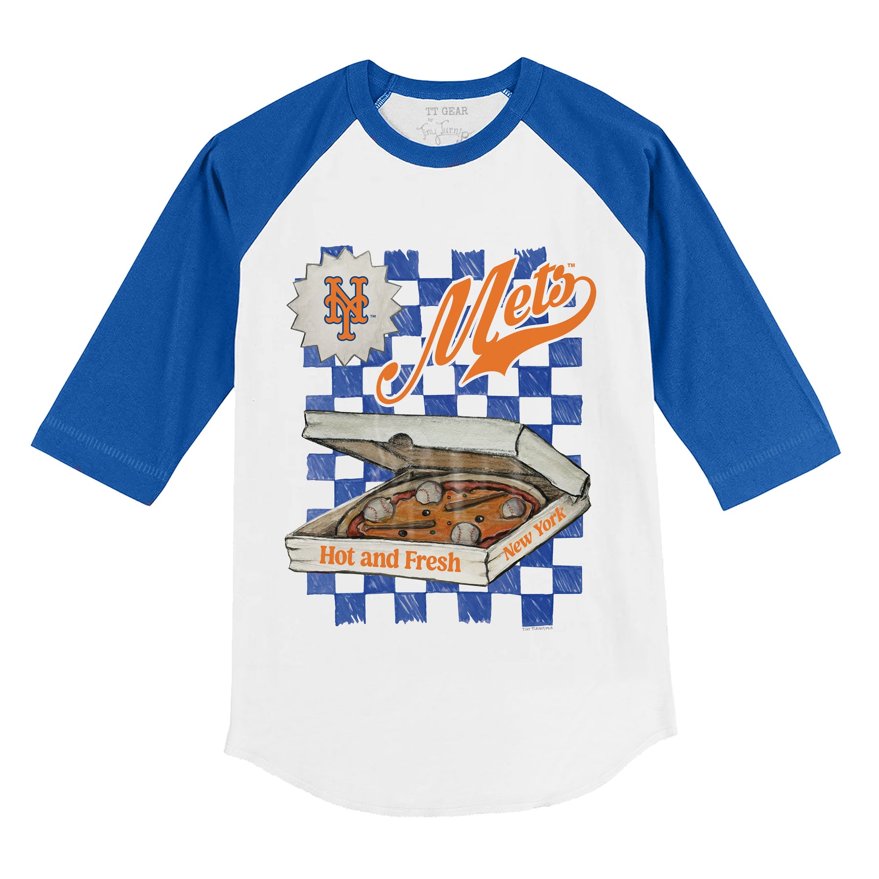 New York Mets Pizza 3/4 Royal Blue Sleeve Raglan