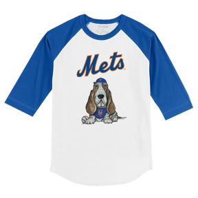 New York Mets Puddy 3/4 Royal Blue Sleeve Raglan - Tiny Turnip