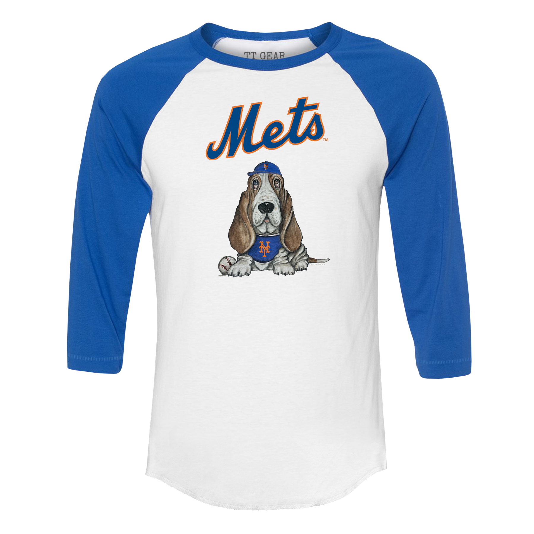 New York Mets Puddy 3/4 Royal Blue Sleeve Raglan - Tiny Turnip