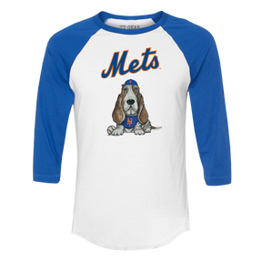 New York Mets Puddy 3/4 Royal Blue Sleeve Raglan - Tiny Turnip