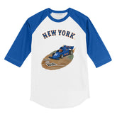 New York Mets Race Car 3/4 Royal Blue Sleeve Raglan