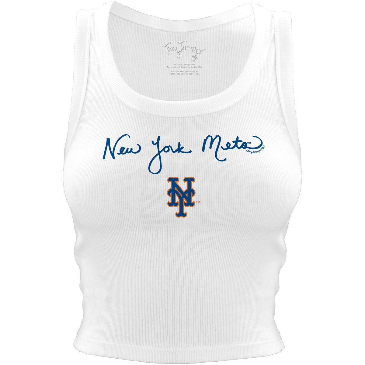 New York Mets Logo Script Crop Tank - Tiny Turnip
