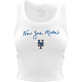 New York Mets Logo Script Crop Tank - Tiny Turnip