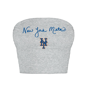 New York Mets Logo Script Crop Tube Top