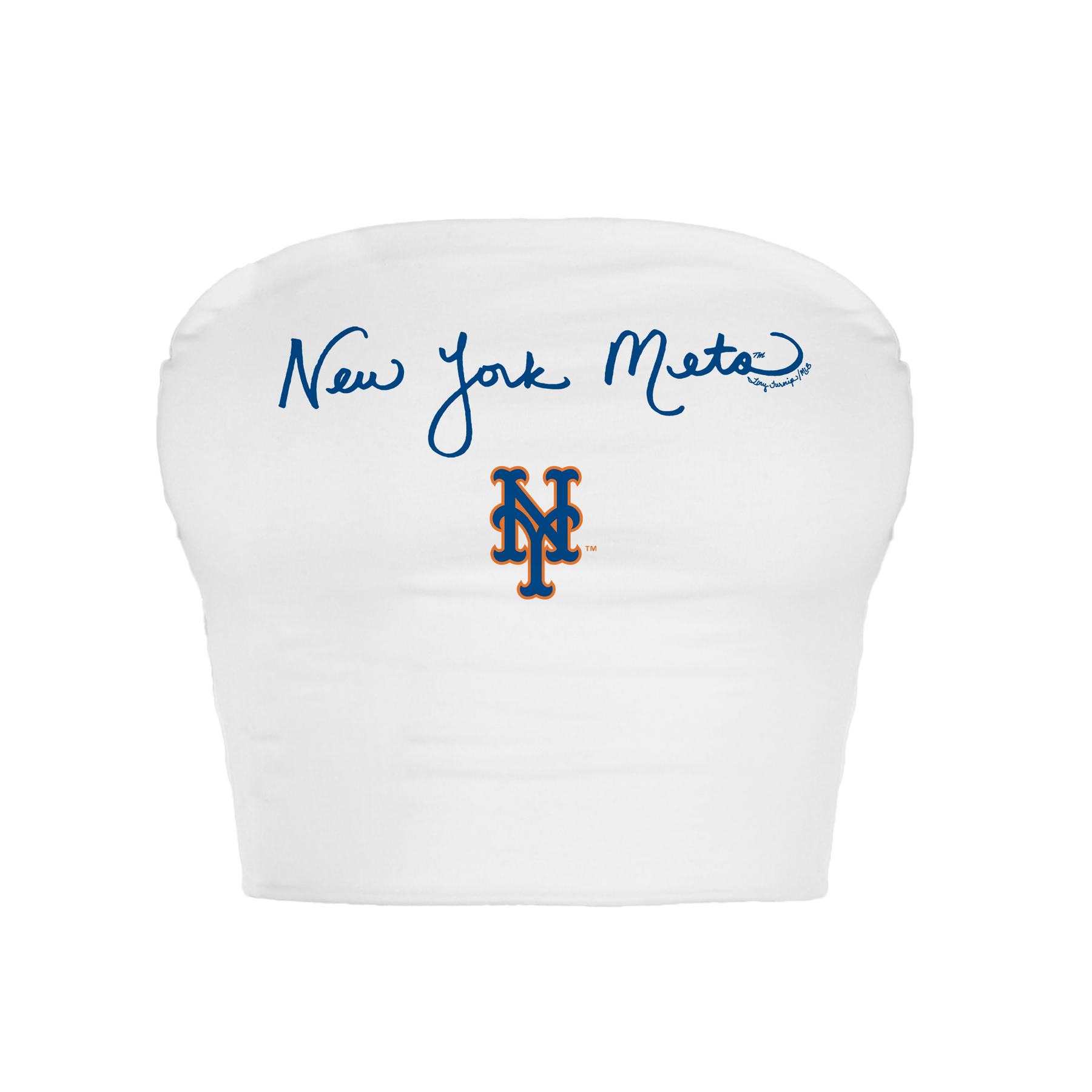 New York Mets Logo Script Crop Tube Top