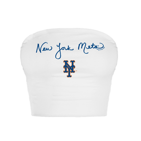 New York Mets Logo Script Crop Tube Top