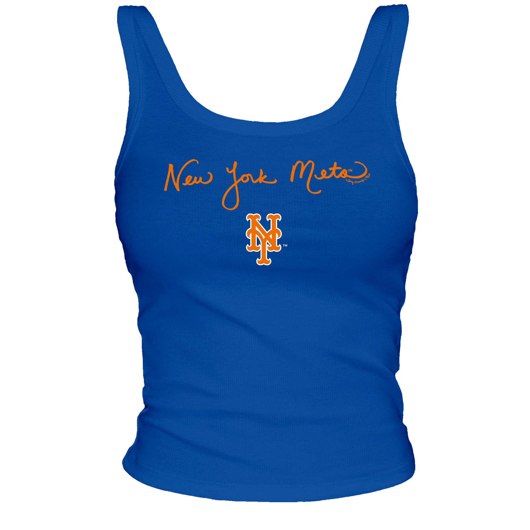 New York Mets Logo Script Ribbed Tank - Tiny Turnip