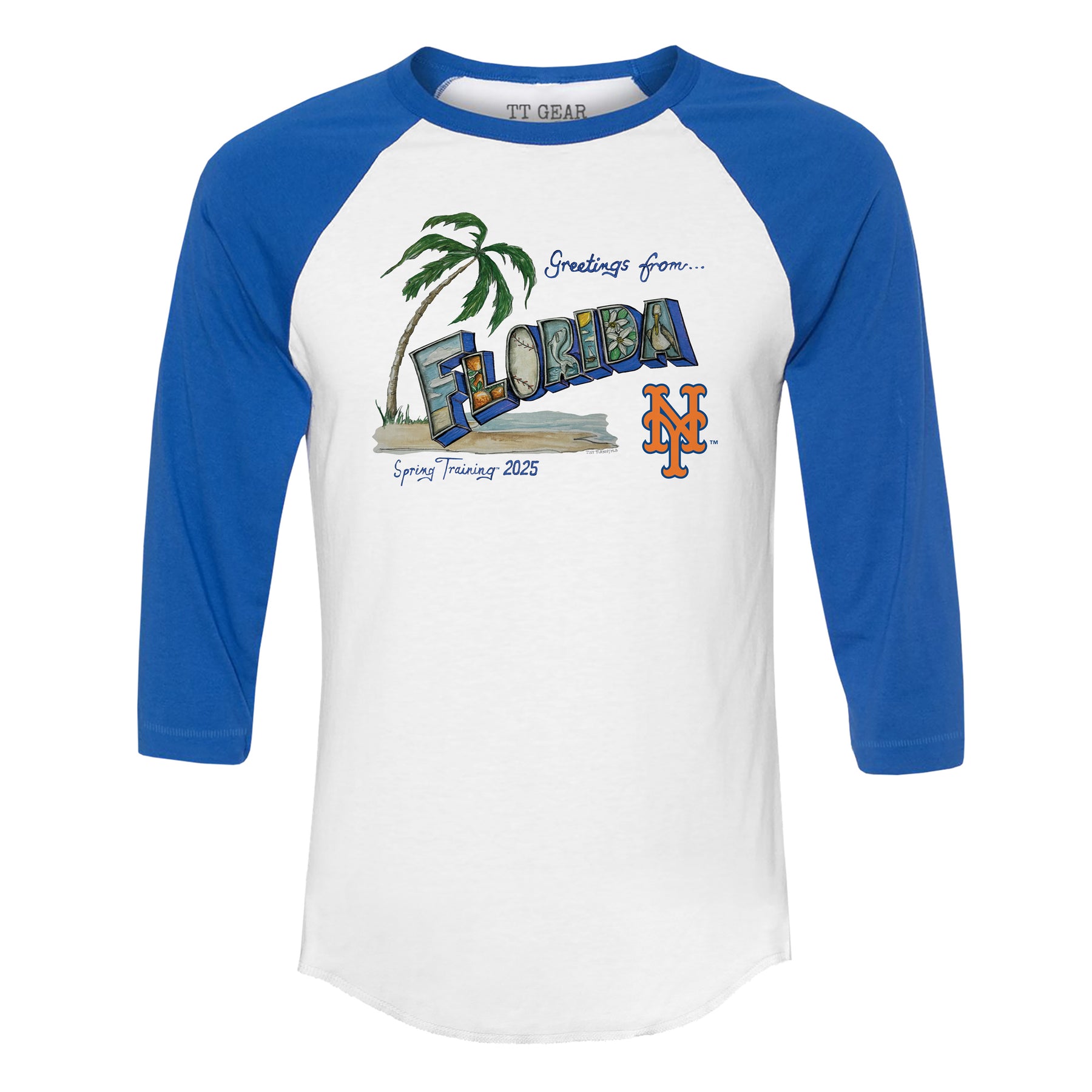 New York Mets Spring Training 2025 3/4 Royal Blue Sleeve Raglan