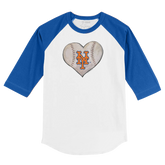 New York Mets Stitched Heart 3/4 Royal Blue Sleeve Raglan - Tiny Turnip