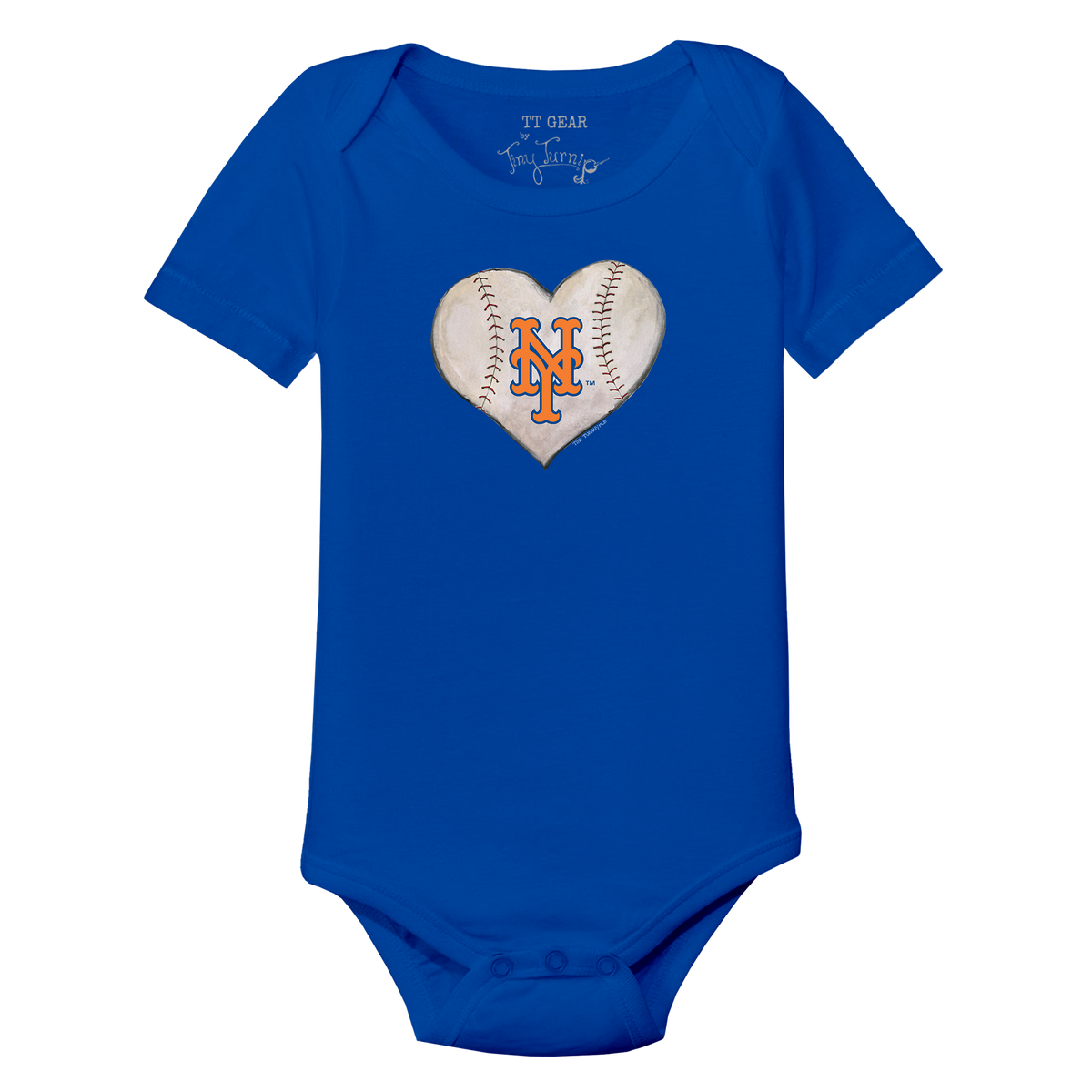 New York Mets Stitched Heart Short Sleeve Snapper - Tiny Turnip