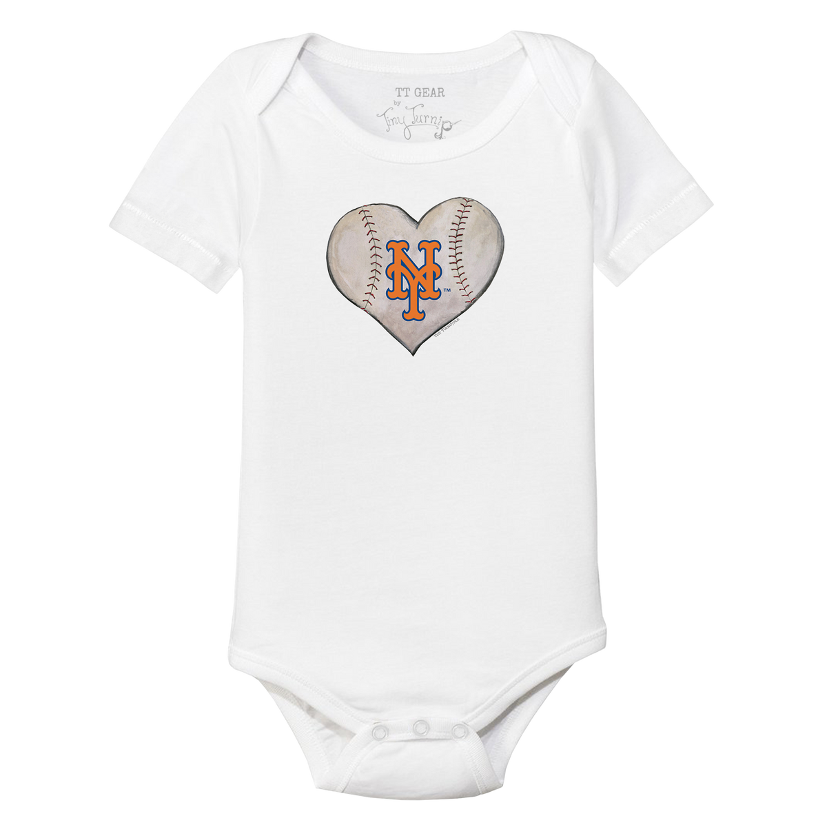 New York Mets Stitched Heart Short Sleeve Snapper - Tiny Turnip