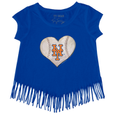 New York Mets Stitched Heart Fringe Tee - Tiny Turnip