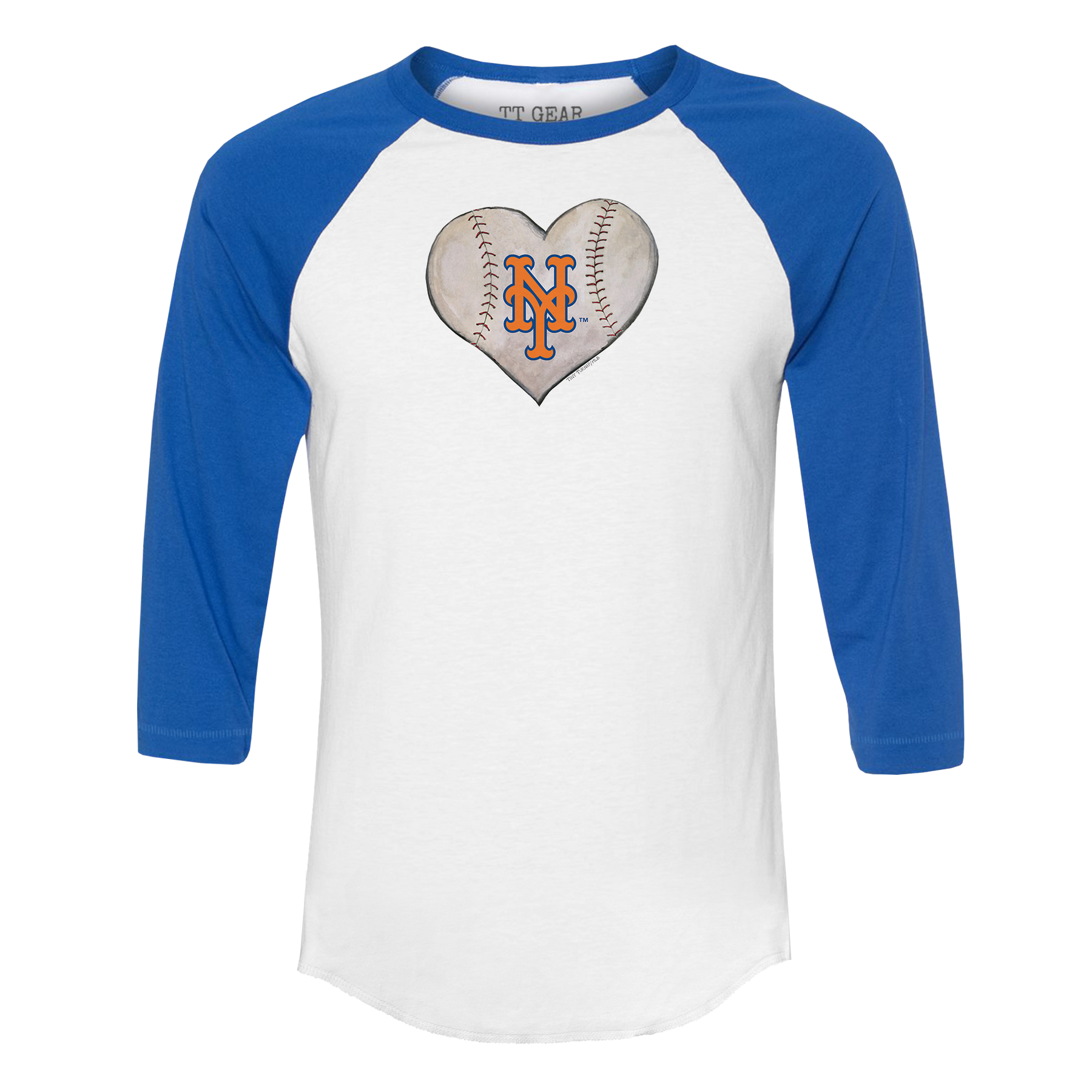 New York Mets Stitched Heart 3/4 Royal Blue Sleeve Raglan - Tiny Turnip