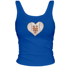New York Mets Baseball Heart Ribbed Tank - Tiny Turnip