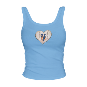 New York Mets Baseball Heart Ribbed Tank - Tiny Turnip