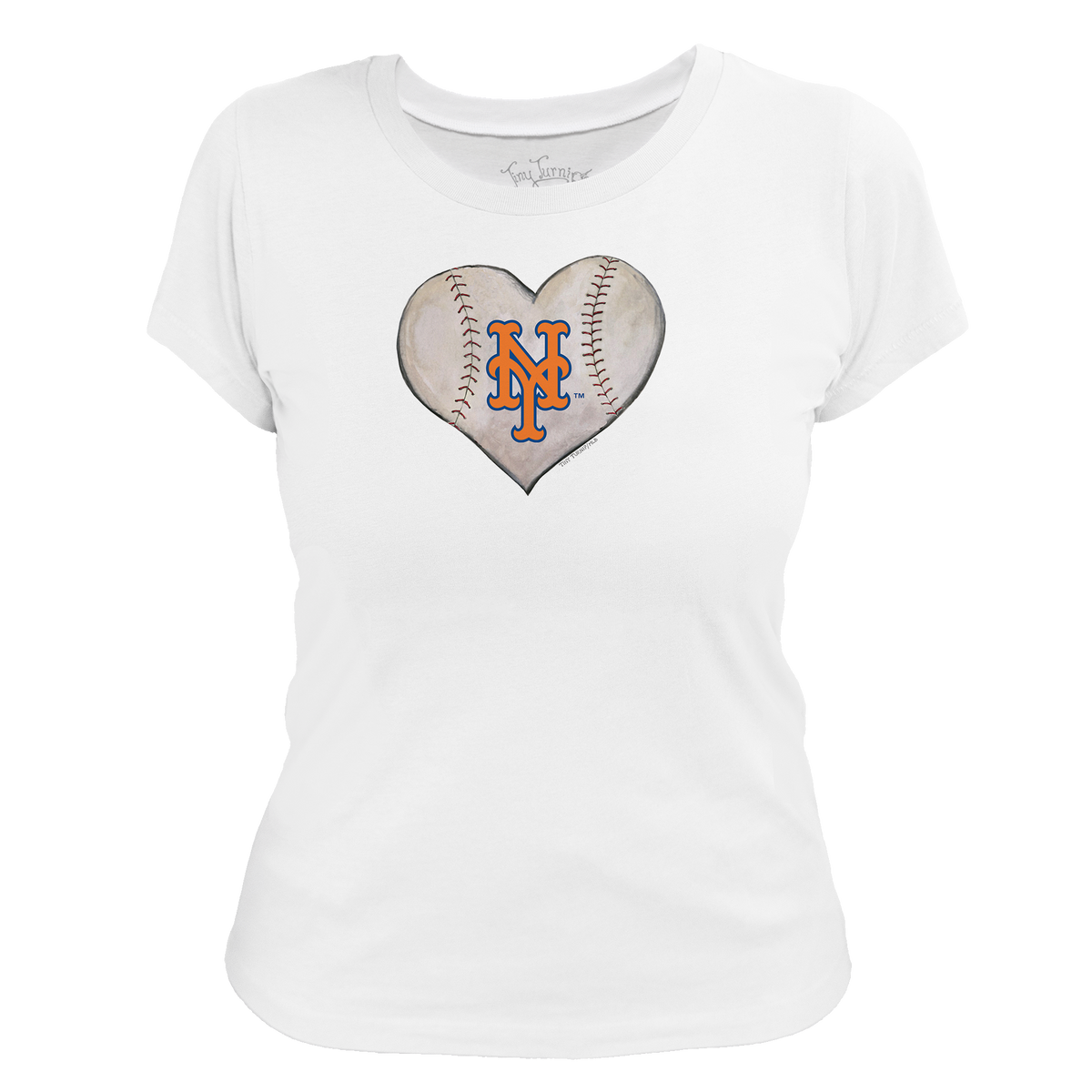 New York Mets Stitched Heart Women's Tee Shirt - Tiny Turnip