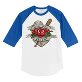 New York Mets Tattoo Rose 3/4 Royal Blue Sleeve Raglan