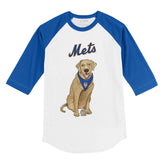 New York Mets Yellow Labrador Retriever 3/4 Royal Blue Sleeve Raglan