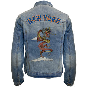 New York Mets 2024 Year of the Dragon Distressed Denim Jacket