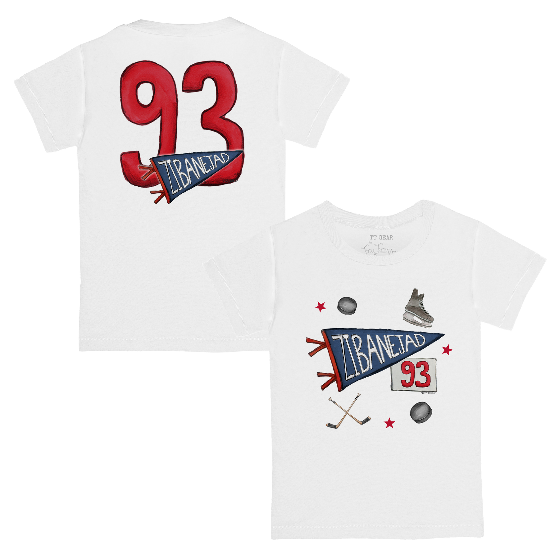 VIP NHL Pennant Collage w/ Name, Number - Kid's Tee Shirt - Tiny Turnip