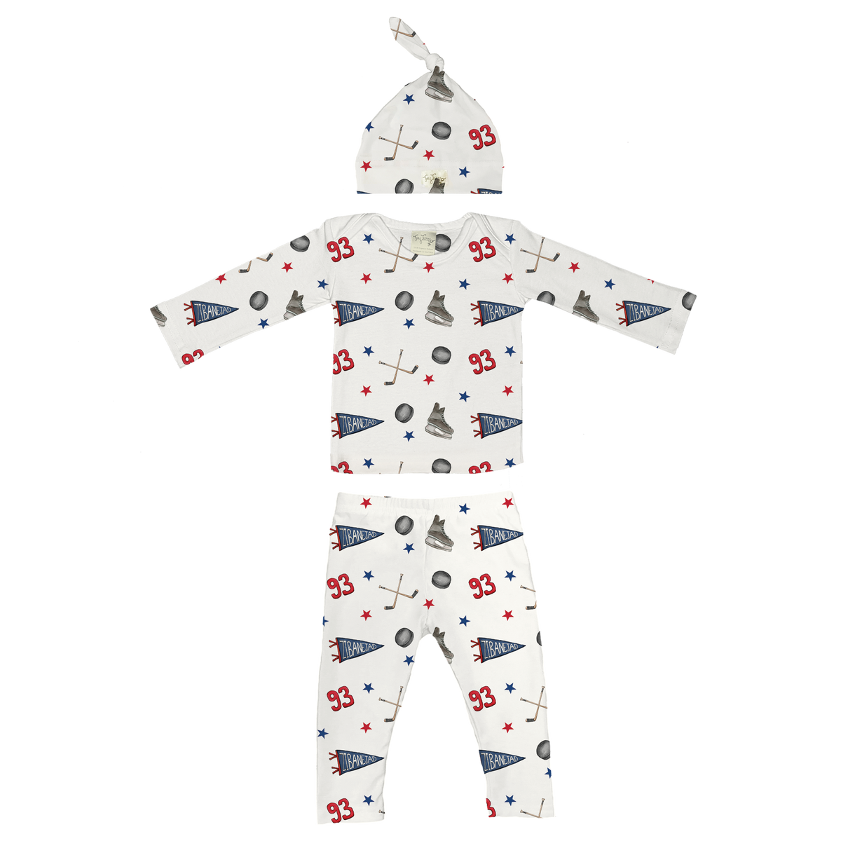 VIP NHL Pennant Collage w/ Name, Number - Long Sleeve Layette Set - Tiny Turnip