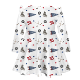 VIP NHL Pennant Collage w/ Name, Number - Long Sleeve Molly Dress - Tiny Turnip