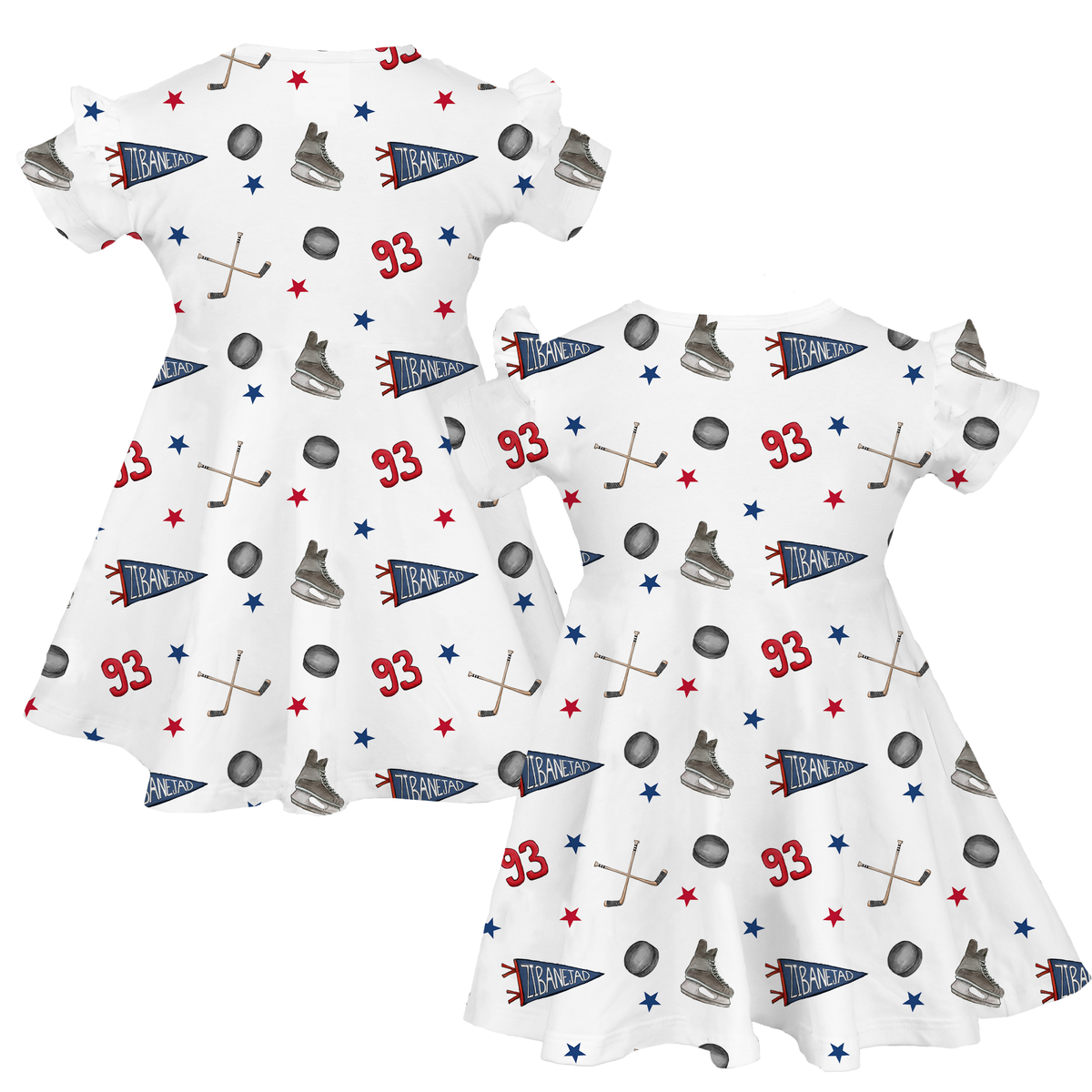 VIP NHL Pennant Collage w/ Name, Number - Molly Dress - Tiny Turnip