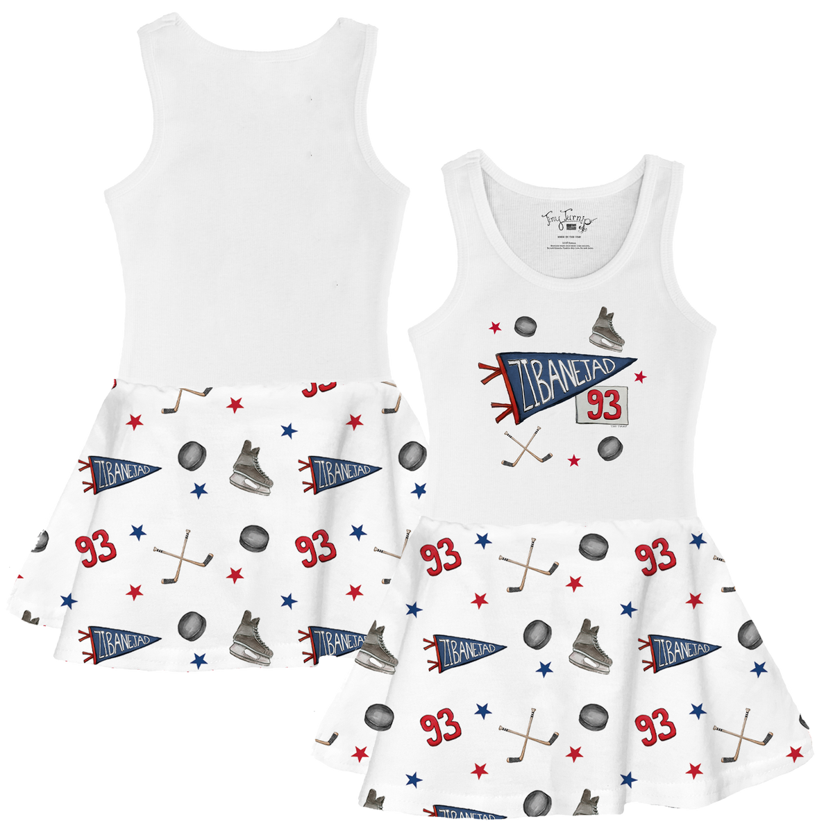 VIP Pennant Collage w/ Name, Number - Tank Swing Dress - Tiny Turnip