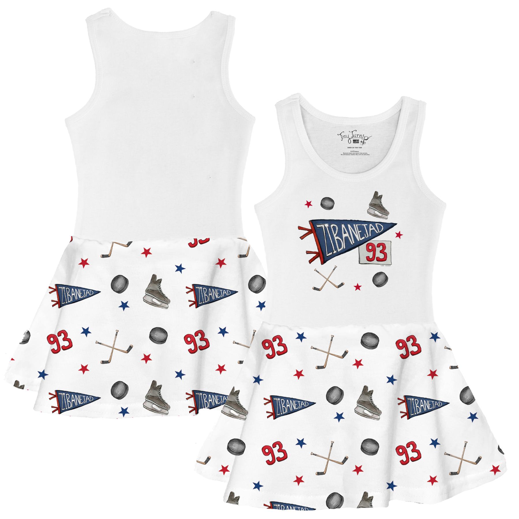 VIP Pennant Collage w/ Name, Number - Tank Swing Dress - Tiny Turnip