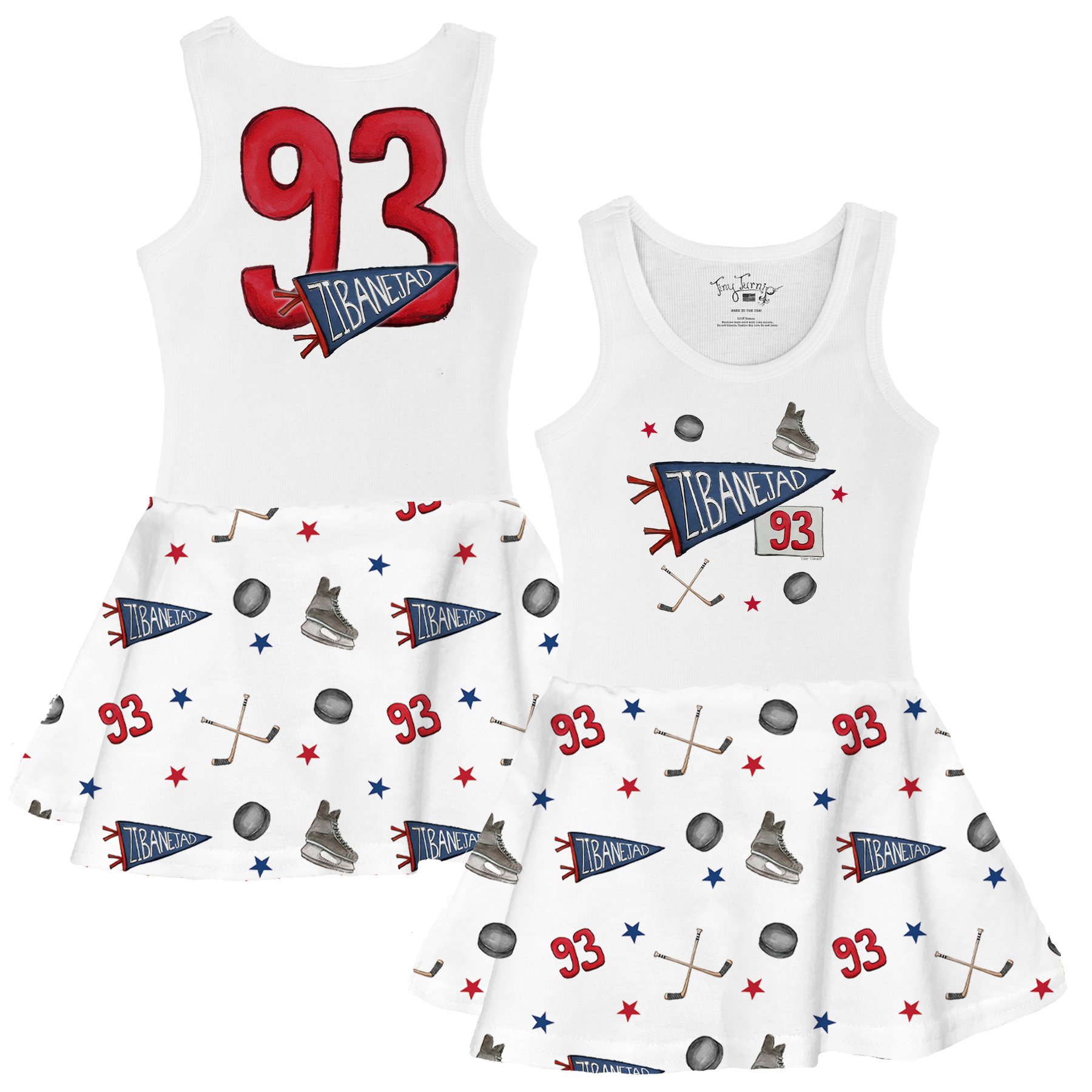 VIP NHL Pennant Collage w/ Name, Number - Tank Swing Dress - Tiny Turnip