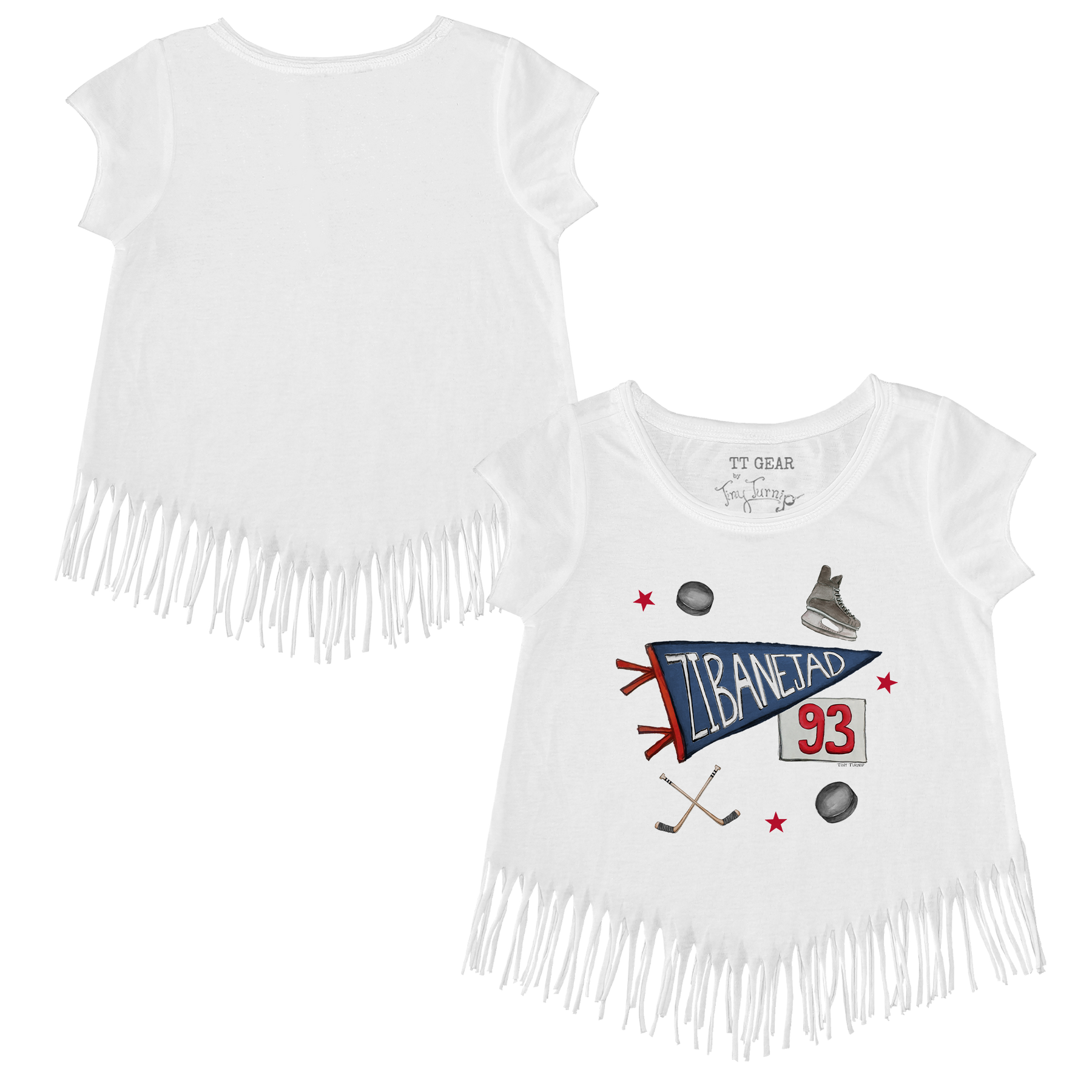VIP Pennant Collage w/ Name, Number - Fringe Tee - Tiny Turnip