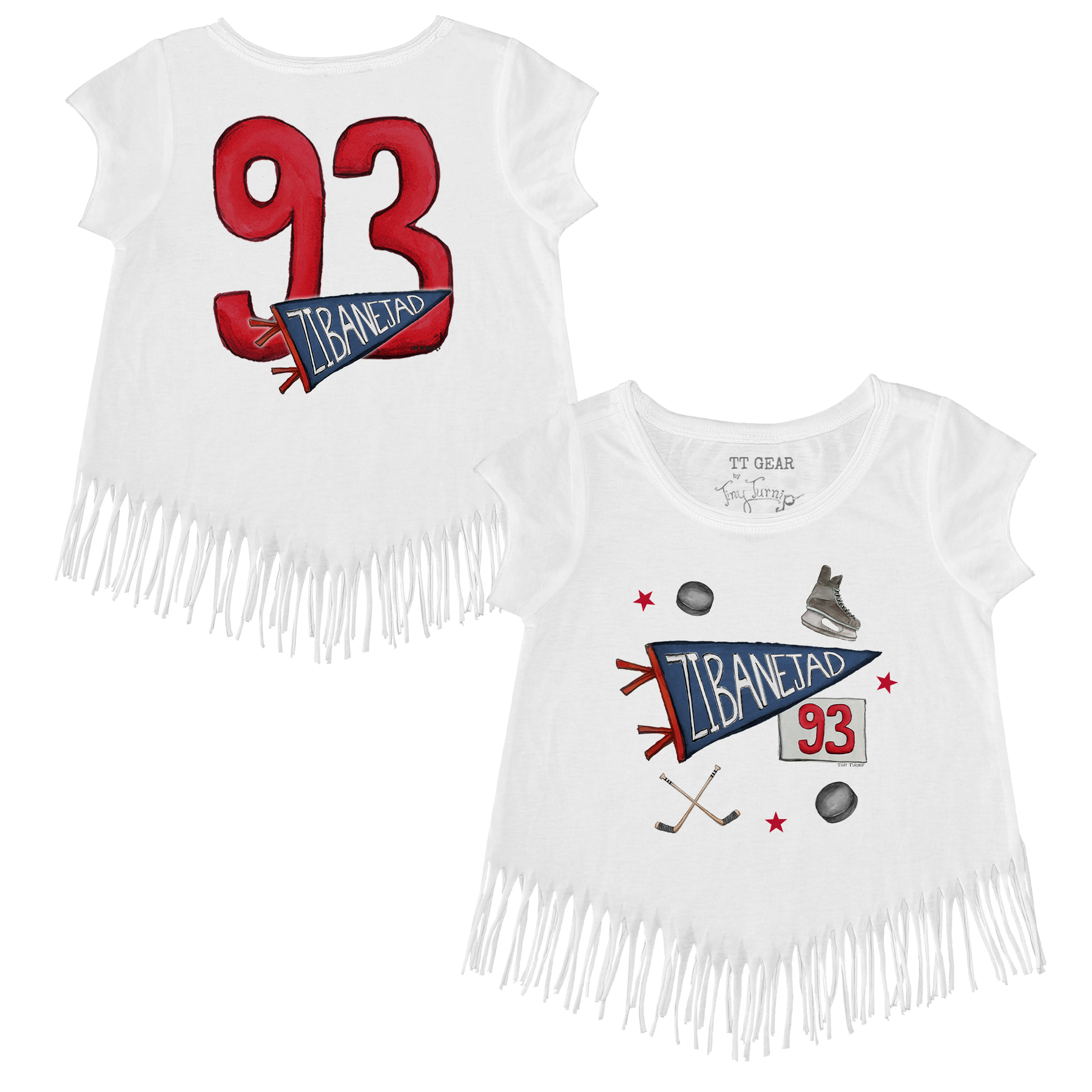VIP NHL Pennant Collage w/ Name, Number - Fringe Tee - Tiny Turnip