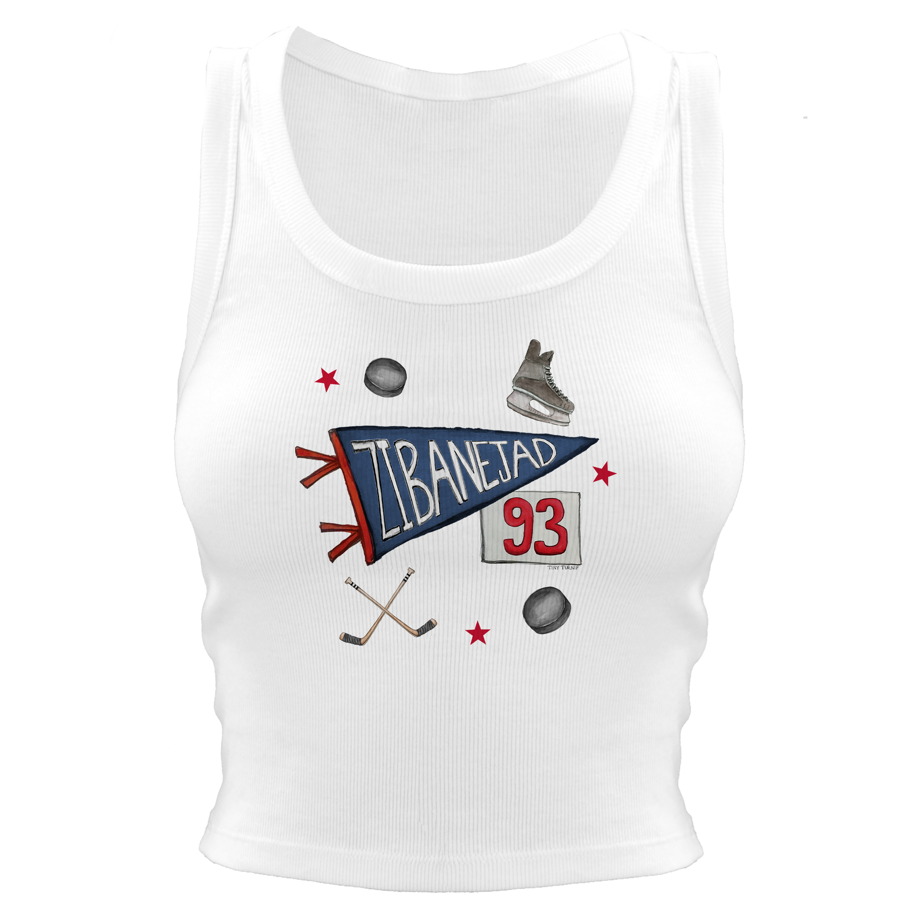 VIP Pennant Collage w/ Name, Number - Crop Tank - Tiny Turnip