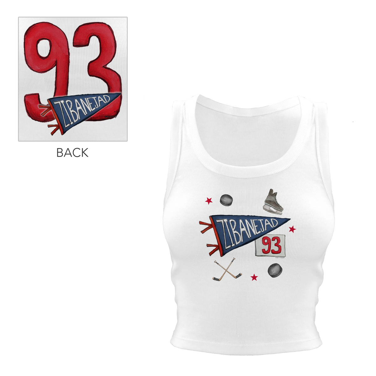 VIP NHL Pennant Collage w/ Name, Number - Crop Tank - Tiny Turnip