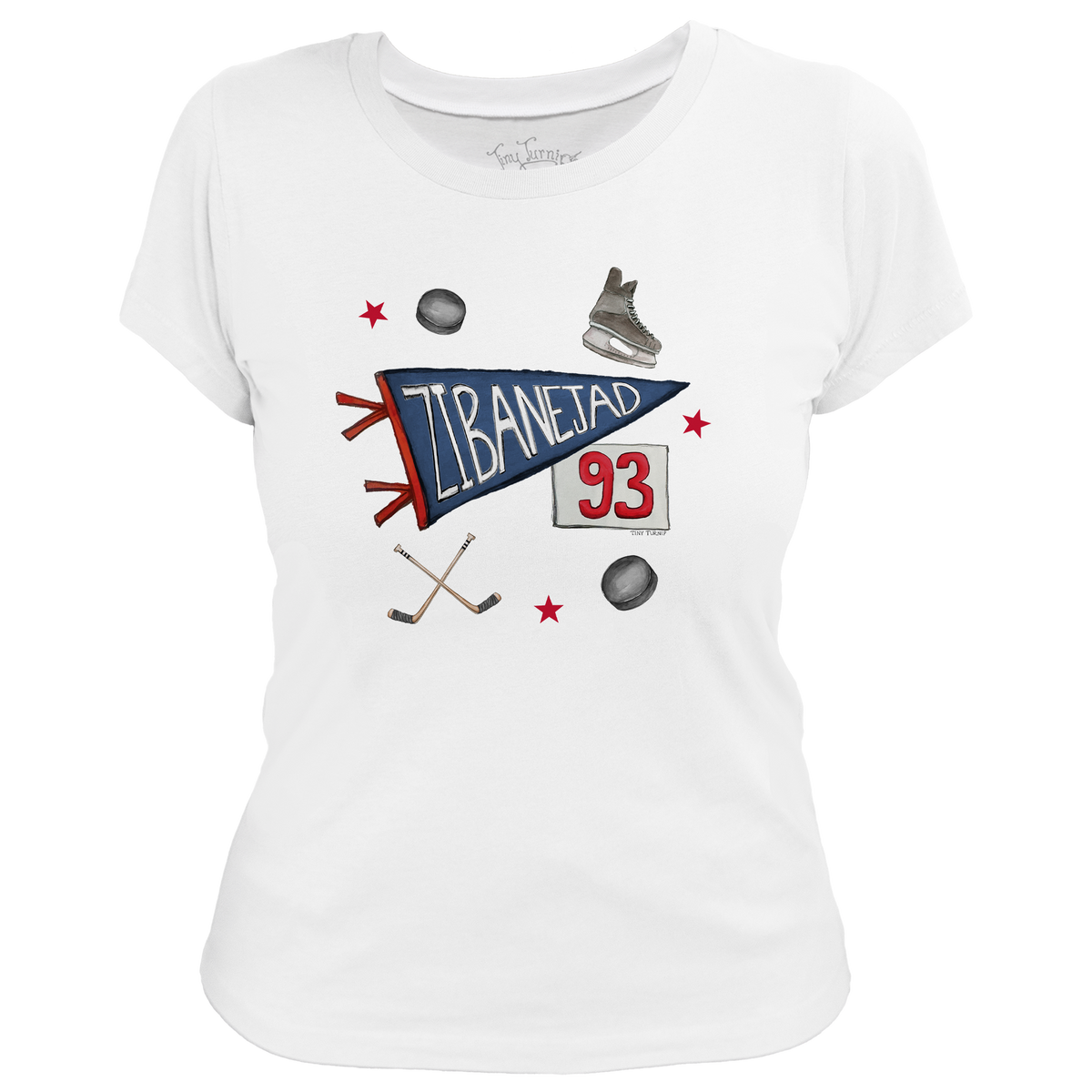 VIP Pennant Collage w/ Name, Number - Women's Tee Shirt - Tiny Turnip