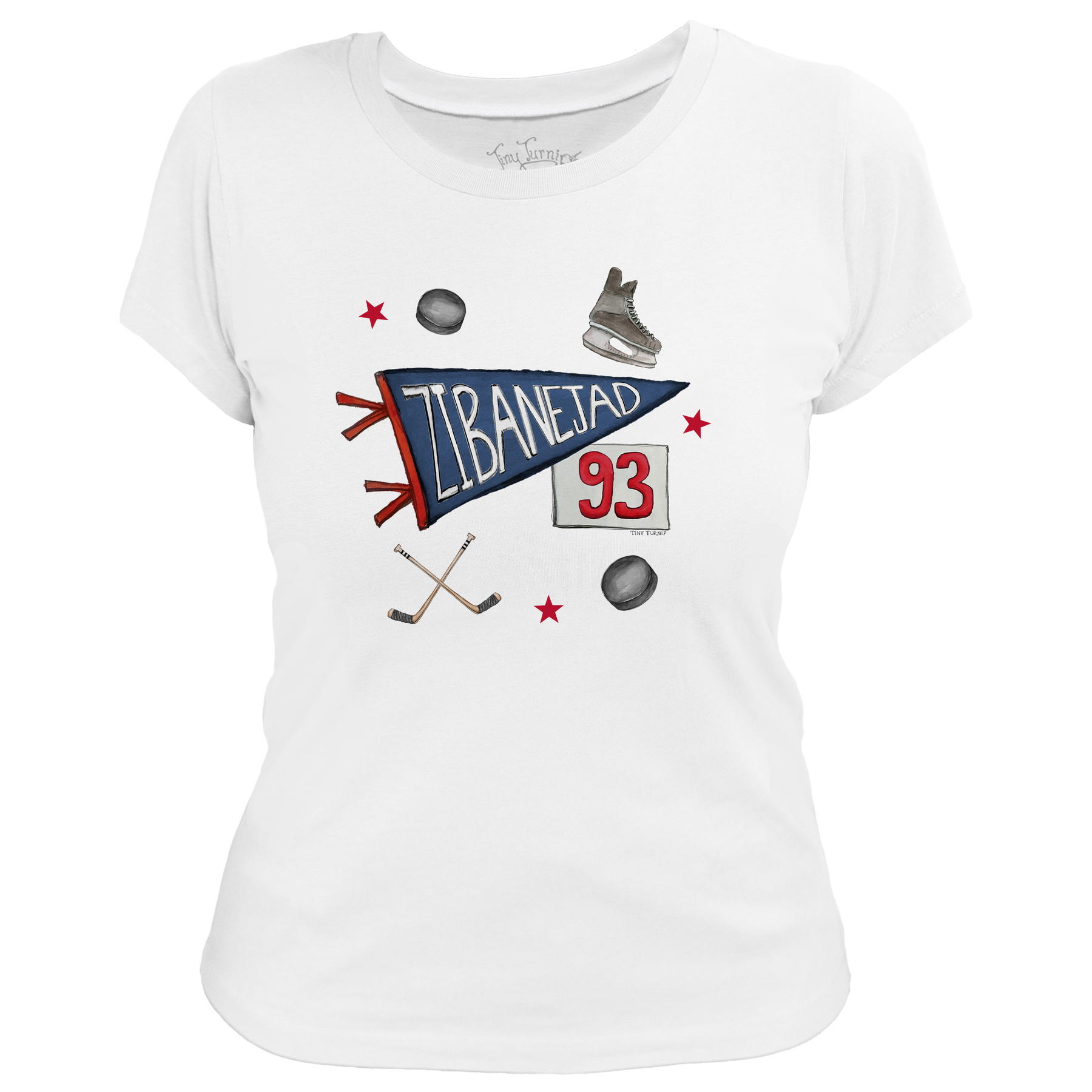VIP Pennant Collage w/ Name, Number - Women's Tee Shirt - Tiny Turnip