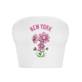 New York Yankees Blooming Baseballs Crop Tube Top - Tiny Turnip