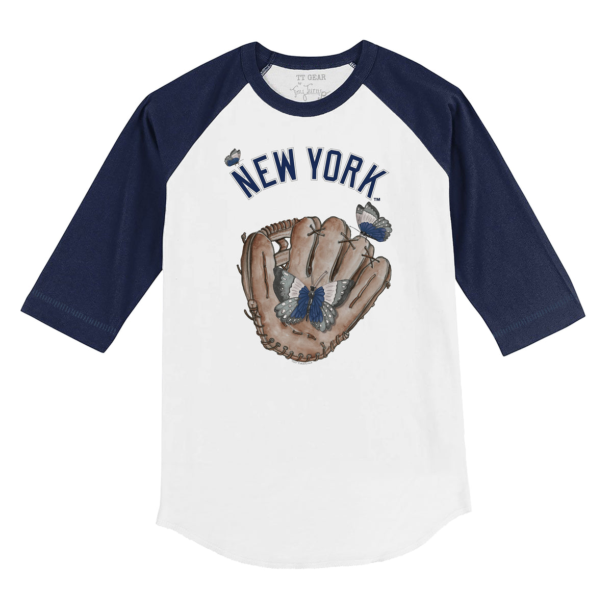 New York Yankees Butterfly Glove 3/4 Navy Blue Sleeve Raglan