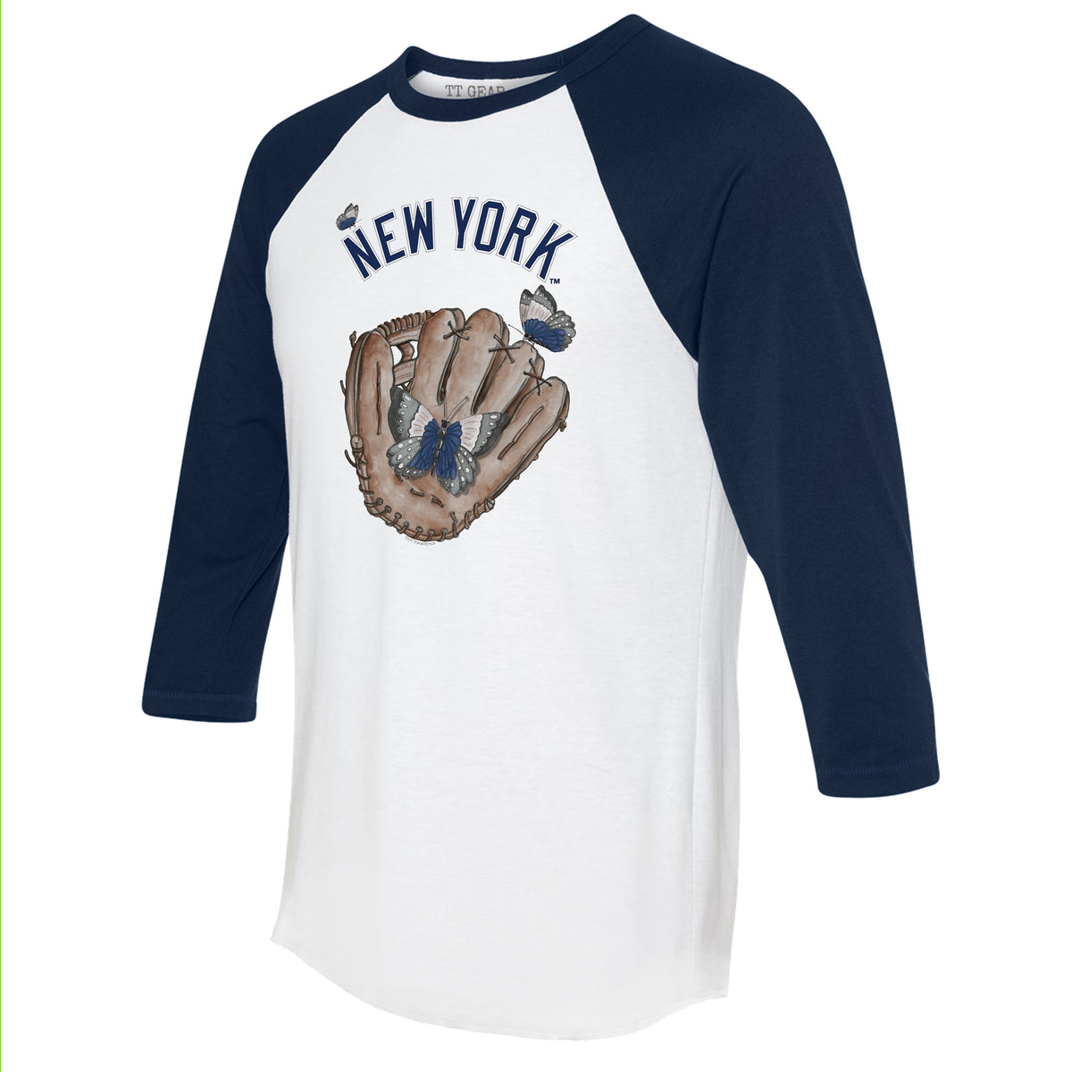 New York Yankees Butterfly Glove 3/4 Navy Blue Sleeve Raglan