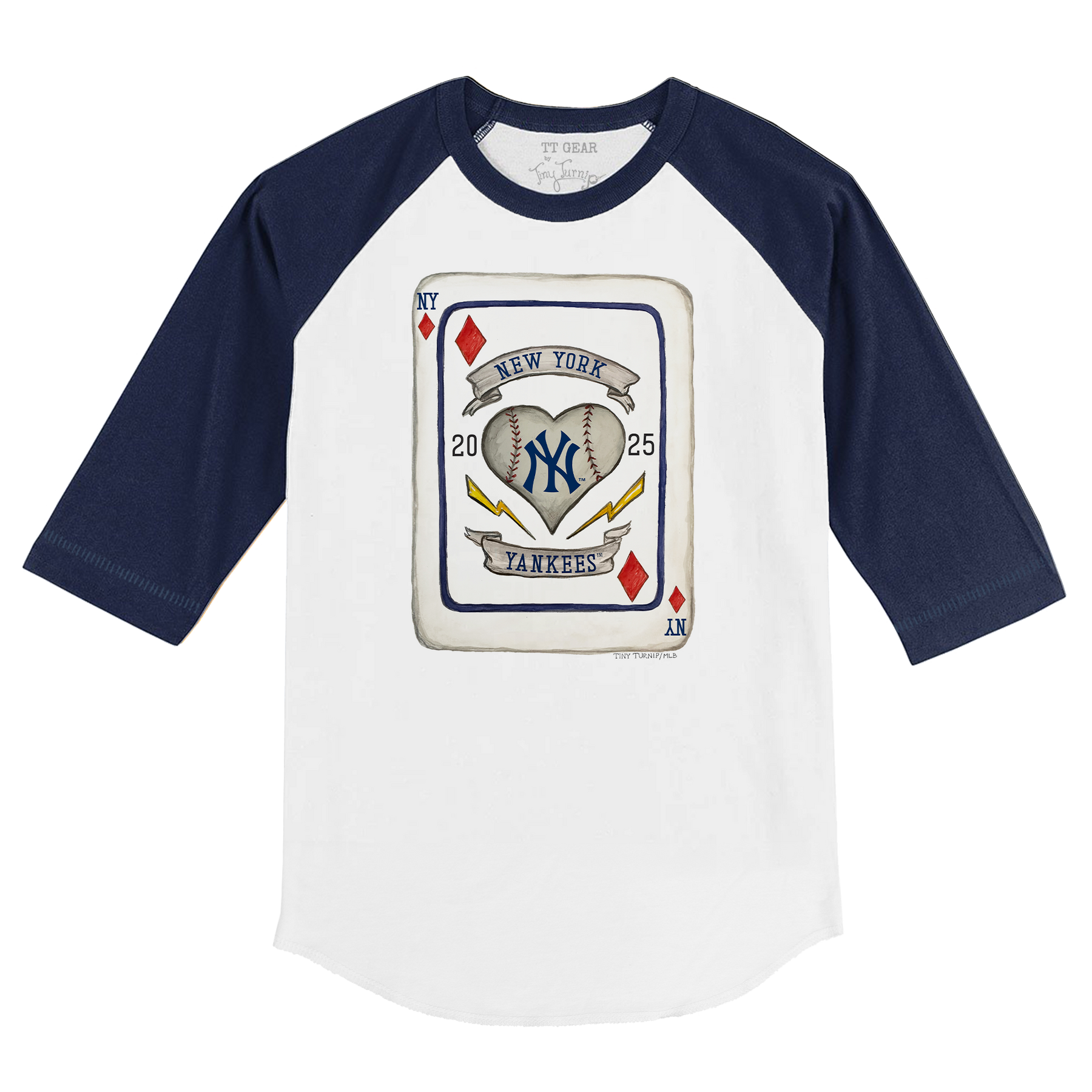 New York Yankees Card 3/4 Navy Blue Sleeve Raglan