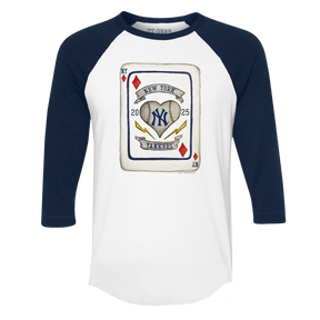 New York Yankees Card 3/4 Navy Blue Sleeve Raglan