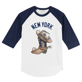 New York Yankees Cowboy Boot 3/4 Navy Blue Sleeve Raglan